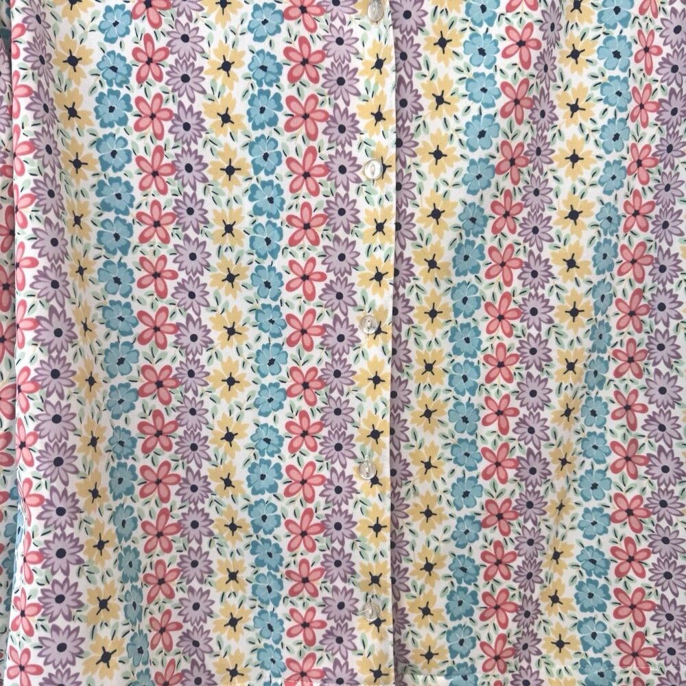 Vintage Floral Button Up Shirt Women's S/M Long Sleeve Flower Power Blouse - Picture 4 of 6